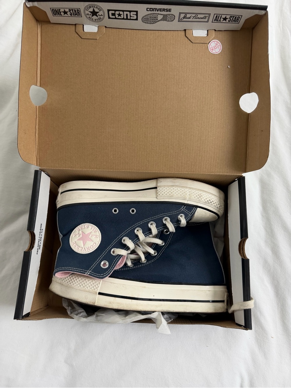 Converse Chuck Taylor Platform Navy Light Blue Pink Sneakers Womens 7.5 with box